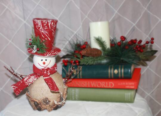 11" Christmas Iced Burlap Snowman